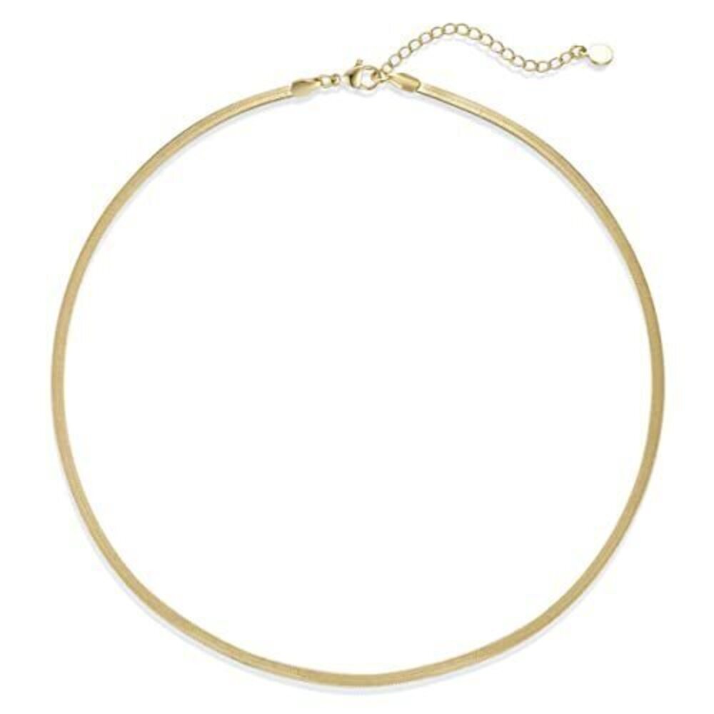 5661 18K Gold Plated Snake Chain Necklace Thick Flat Herringbone Necklace